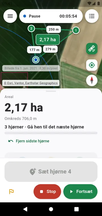 Hjørne for hjørne: arealet ud fra GPS-hjørner med gennemsnit