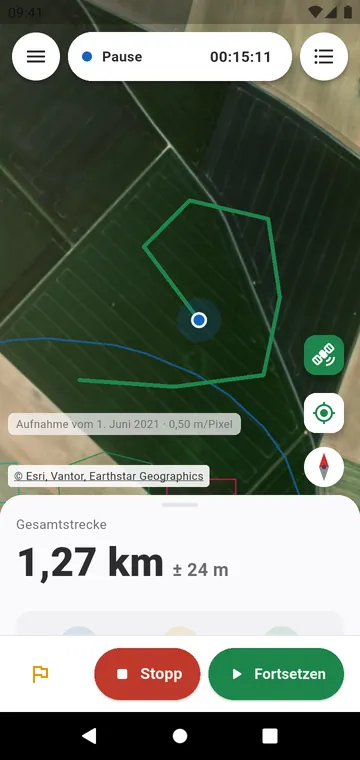 Messen zu Fuß: Live-Distanz mit ihrer Fehlerspanne