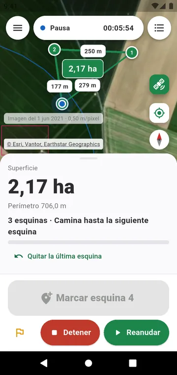 Esquina por esquina: la superficie a partir de esquinas GPS promediadas