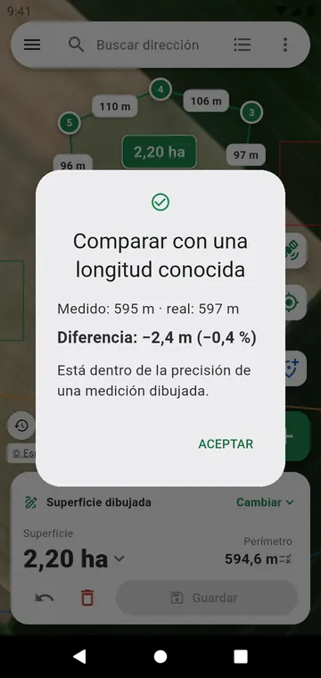 Comprobar la precisión con una longitud conocida