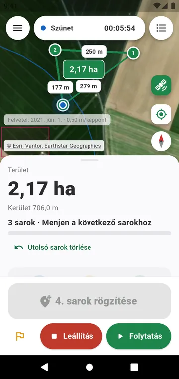 Sarokról sarokra: a terület átlagolt GPS-sarkokból