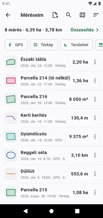 Méréseim szűrőkkel, összesítésekkel és exportálással