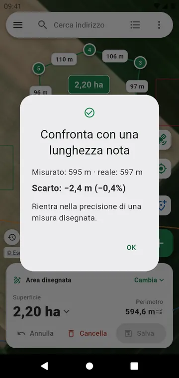 Verificare la precisione con una lunghezza nota
