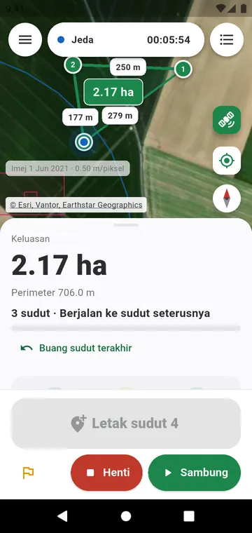 Sudut demi sudut: keluasan daripada bucu GPS yang dipuratakan