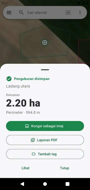Hasil selepas disimpan, sedia dikongsi sebagai imej atau PDF