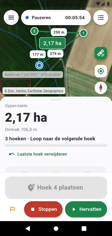 Hoek voor hoek: de oppervlakte uit gemiddelde GPS-hoeken