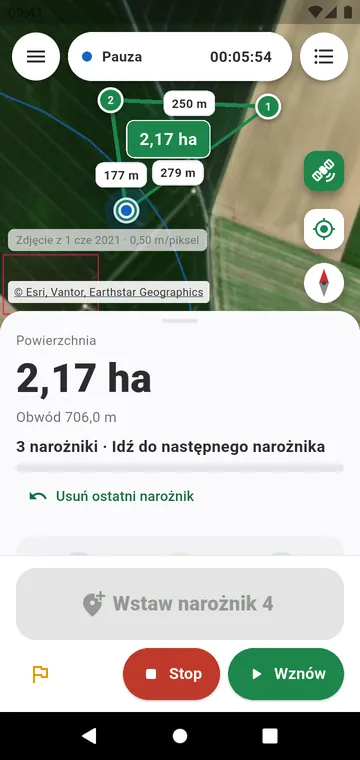 Narożnik po narożniku: powierzchnia z uśrednionych narożników GPS