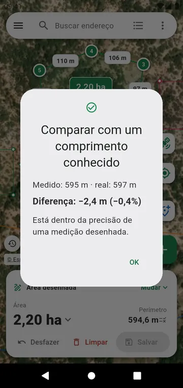 Conferindo a precisão com um comprimento conhecido