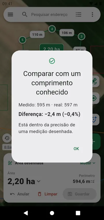 Verificar a precisão com um comprimento conhecido