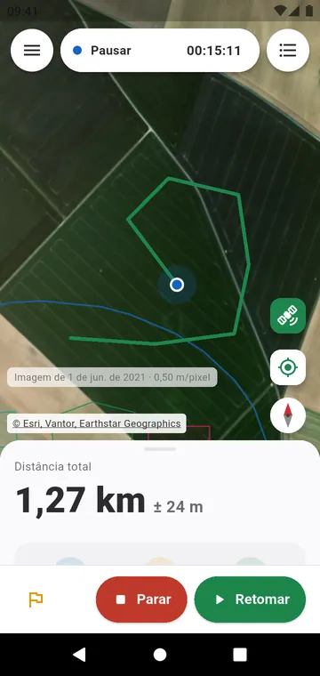 Medição a pé: distância em direto com a sua margem de erro