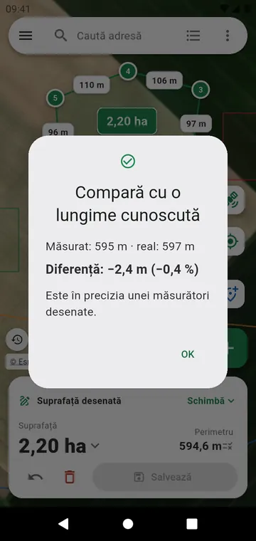 Verificarea preciziei cu o lungime cunoscută