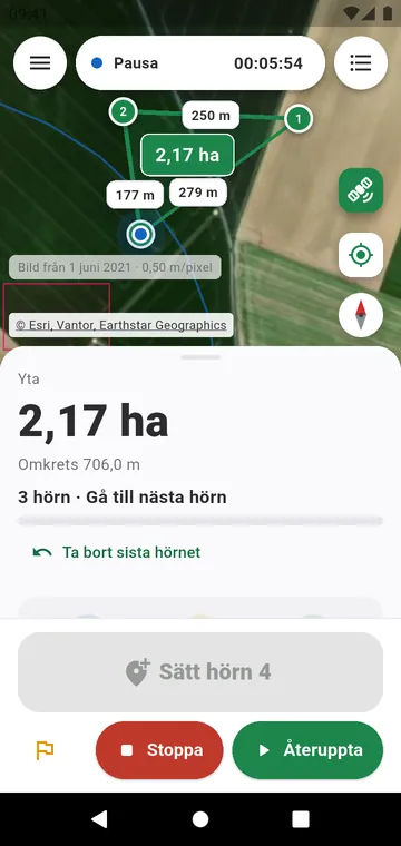Hörn för hörn: ytan utifrån medelvärdesbildade GPS-hörn