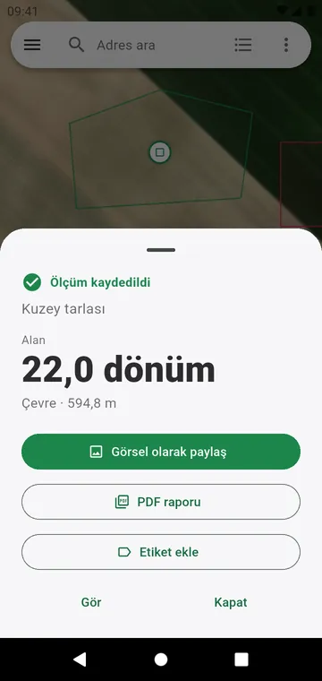 Kaydettikten sonraki sonuç, görsel ya da PDF olarak paylaşılmaya hazır
